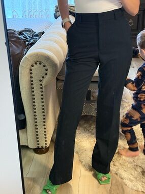 Zara Black High-Waist Straight Dress Pants